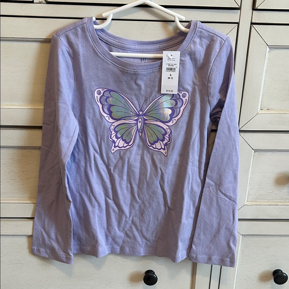 GAP Purple Long Sleeve with Butterfly Print